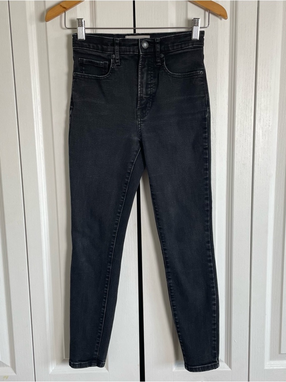 Everlane Authentic Stretch High Rise Skinny Jeans Womens 26 Black Cropped Casual
